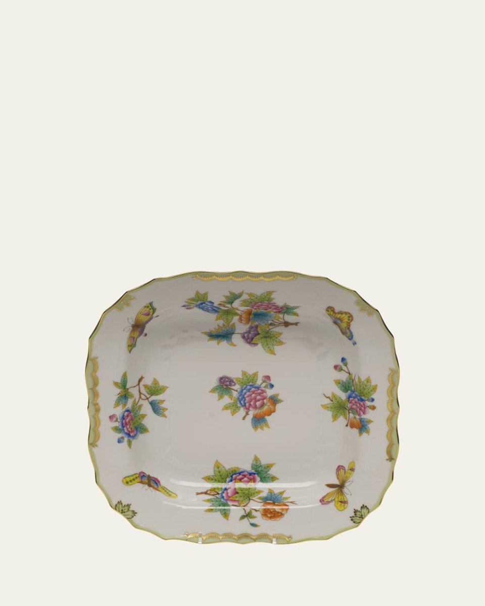Queen Victoria Green Square Fruit Dish